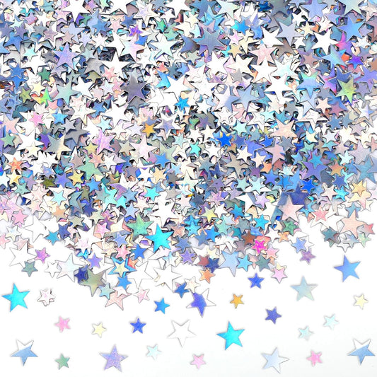 MARFOREVER Holographic Star Confetti, Glitter Star Confetti Birthday Star Scatter Table Iridescent Sequins Sprinkles Metallic Foil for Shower Wedding Christmas Party Decorations