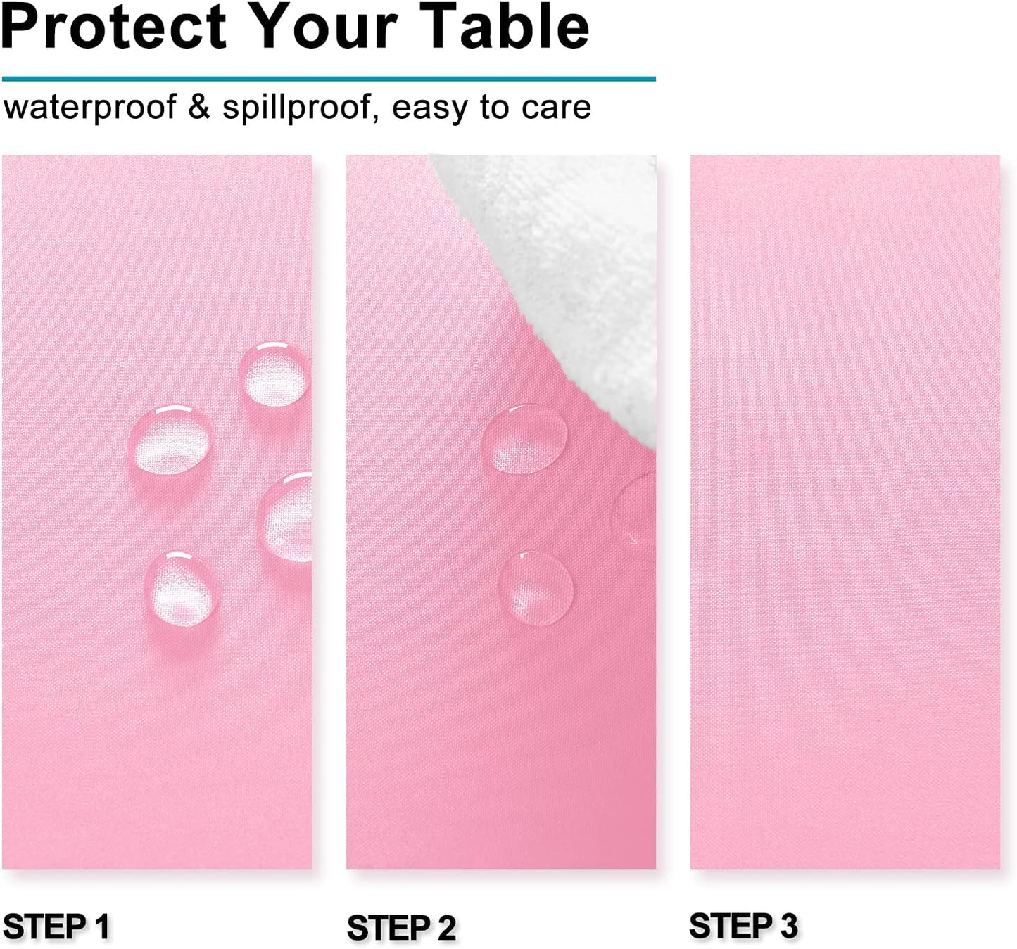 Hiasan Pink Tablecloth Rectangle - Waterproof Spillproof and Washable Oblong Table Cloth for Dining Room and Kitchen, 54 x 120 Inch