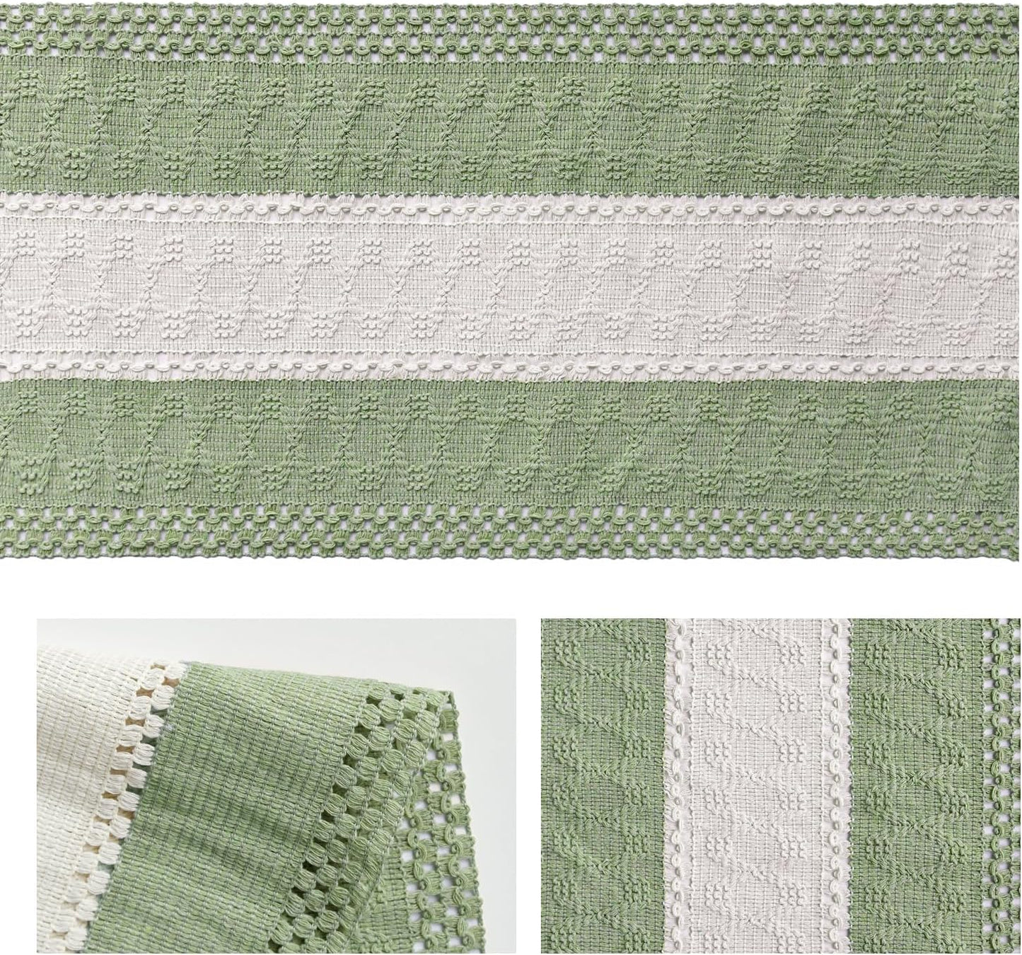 Artoid Mode Light Green Farmhouse Rustic Table Runner, Seasonal Hollow Kitchen Dining Table Decoration for Home Party Decor 12x72 Inch