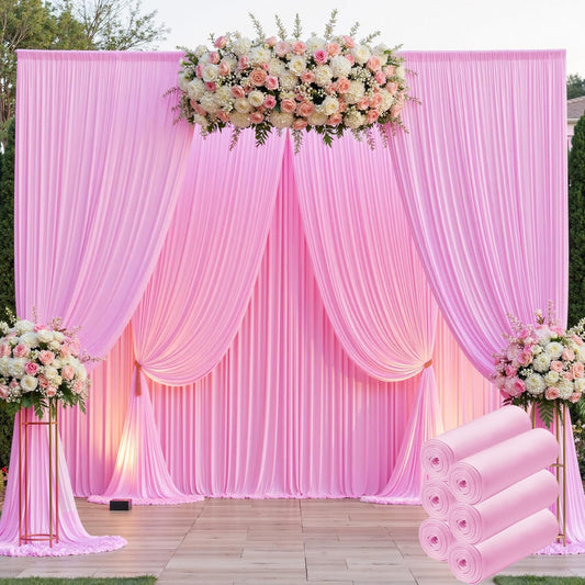 30ftx10ft Pink Backdrop Curtains for Party Background, Wrinkle Free Pink Photo Curtains Backdrop Drapes 6 Panels Back Drop Cloth for Wedding Birthday Photography Baby Shower Decor