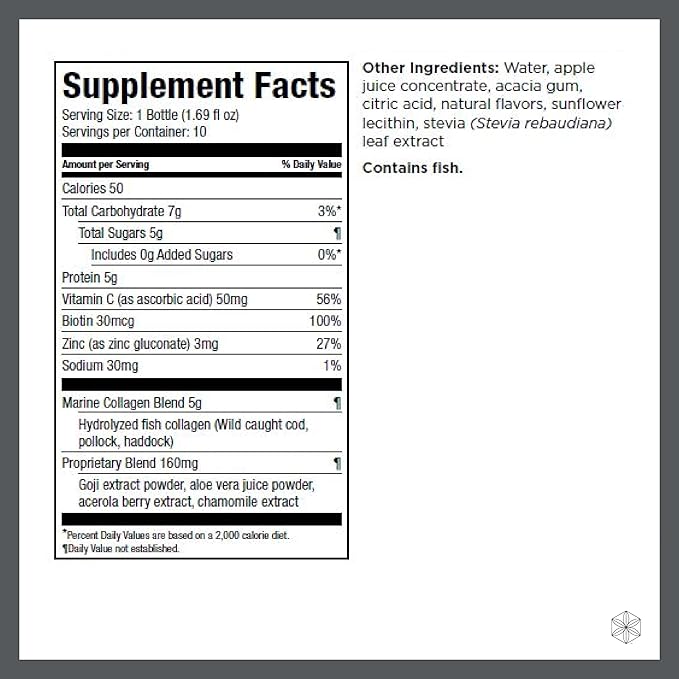 Isagenix Collagen Elixir - Drink with Marine Collagen Peptides - Support a Youthful Appearance with Vitamin C, Zinc & Biotin - 50 mL