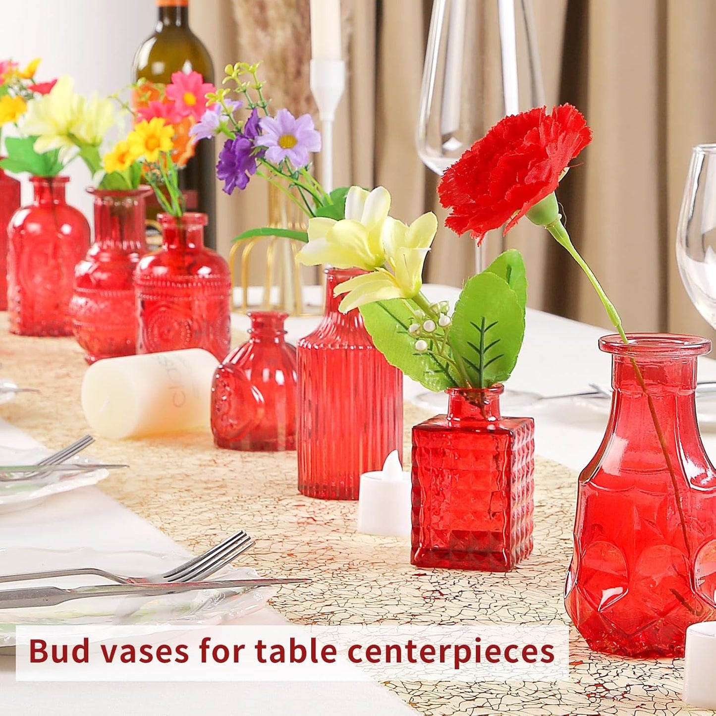 Glass Bud Vases Set of 30 pcs for Wedding,Home Decor,and Events,Mini Vases for Centerpieces and Gifts,Ideals for Candle Holders,Diffuse Bottles,Plant hydroponics Stations(Wine Red)
