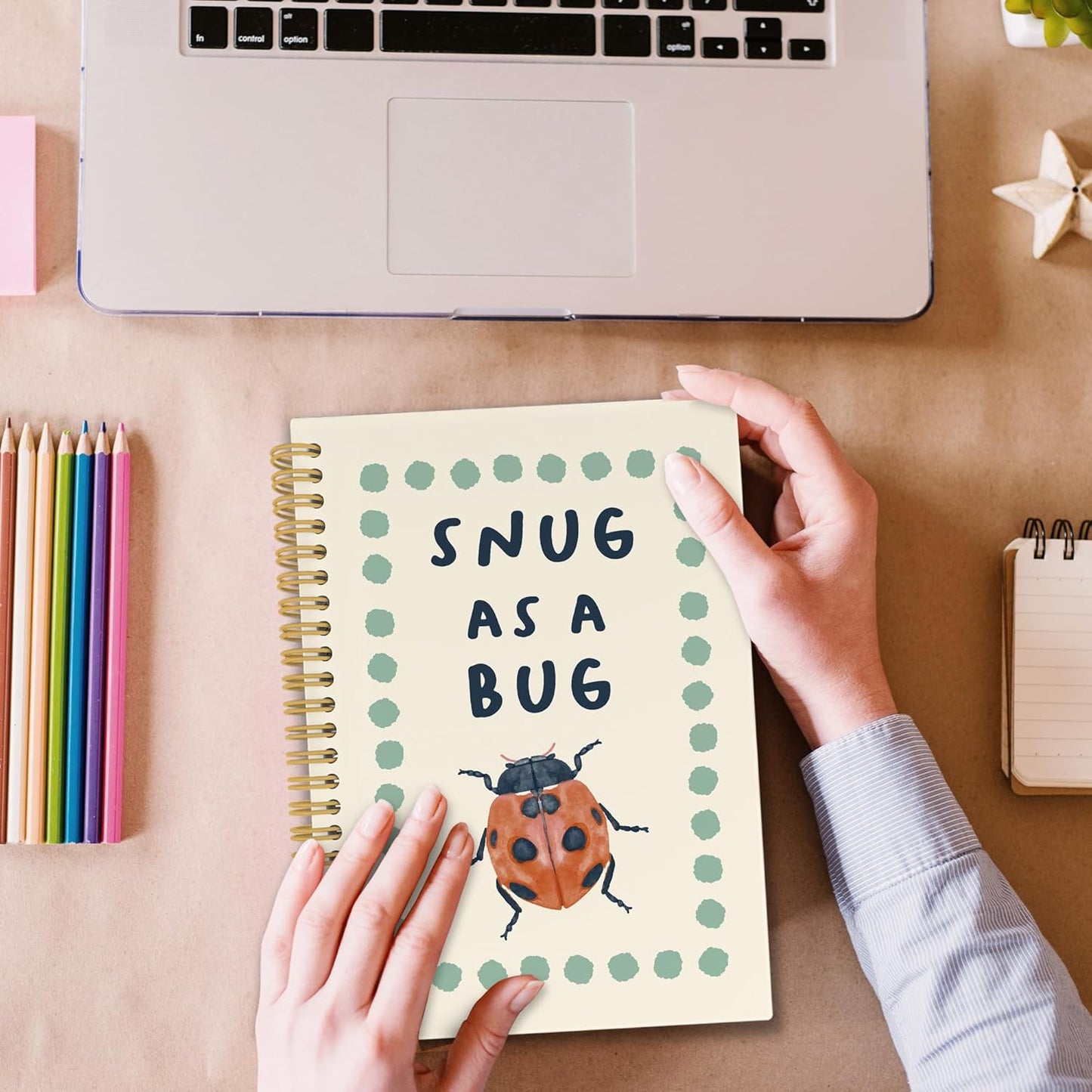 XPH Funny Ladybird Spiral Notebook, Ladybug Journaling Notebooks for Note Taking, Retro Insect Hardcover Journal for Writing 160 Pages 5.5 x 8.3 Inch, Ladybug Gifts for Women Men