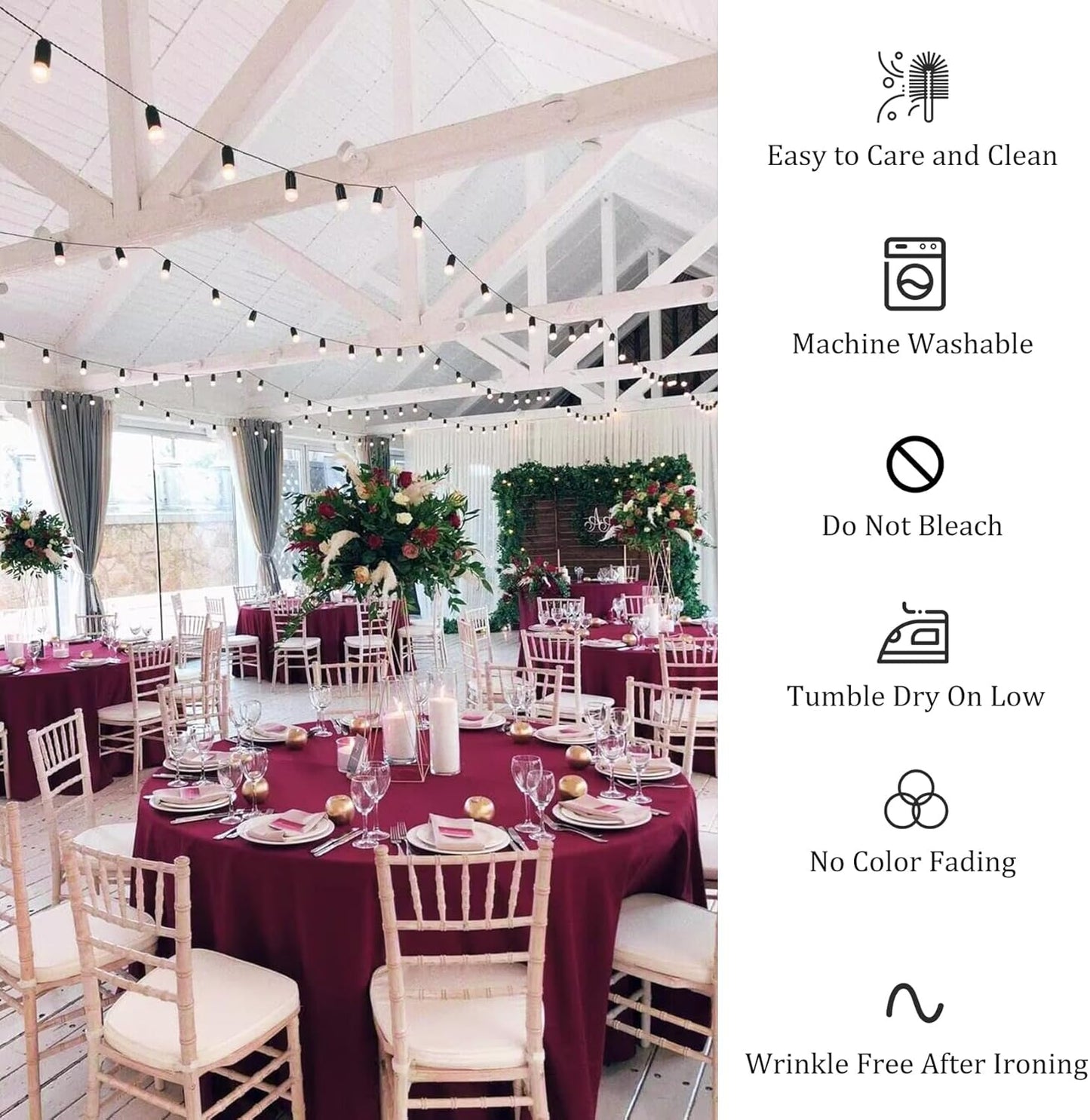 8 Pack Round Tablecloth 70 Inch Round Table Covers Bulk Washable Polyester Fabric Round Table Clothes for Wedding Party Reception Banquet Buffet Restaurant (Burgundy, 70 Inch)