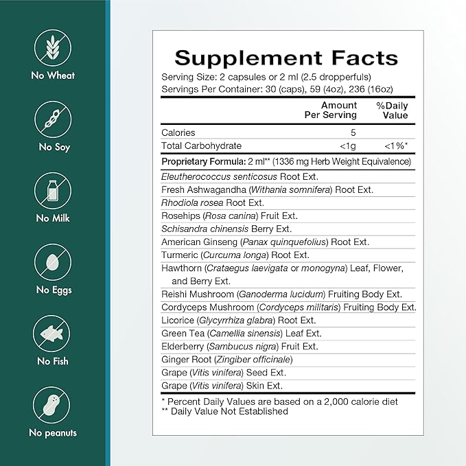 Natura Health Products Vital Adapt Supplement - Daily Nourishing Adaptogenic Tonic for Endocrine Function Support - Featuring Rhodiola, Ashwagandha, Cordyceps, Reishi (16 Fluid oz)