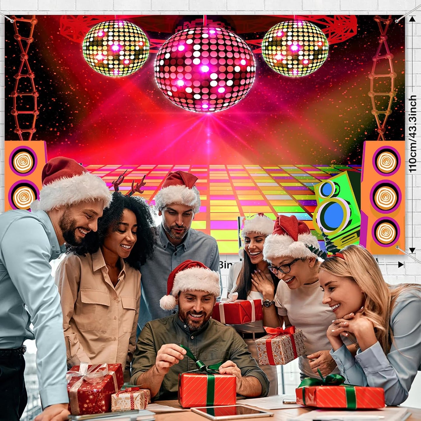 20X10ft Dance Party Backdrop Retro 70s 80s 90s Theme Glitter Stage Dance Ball Background Disco Party Decoration DJ Backdrop Banner for Birthday Party Prom Portrait Photo Shoot Polyester, Green