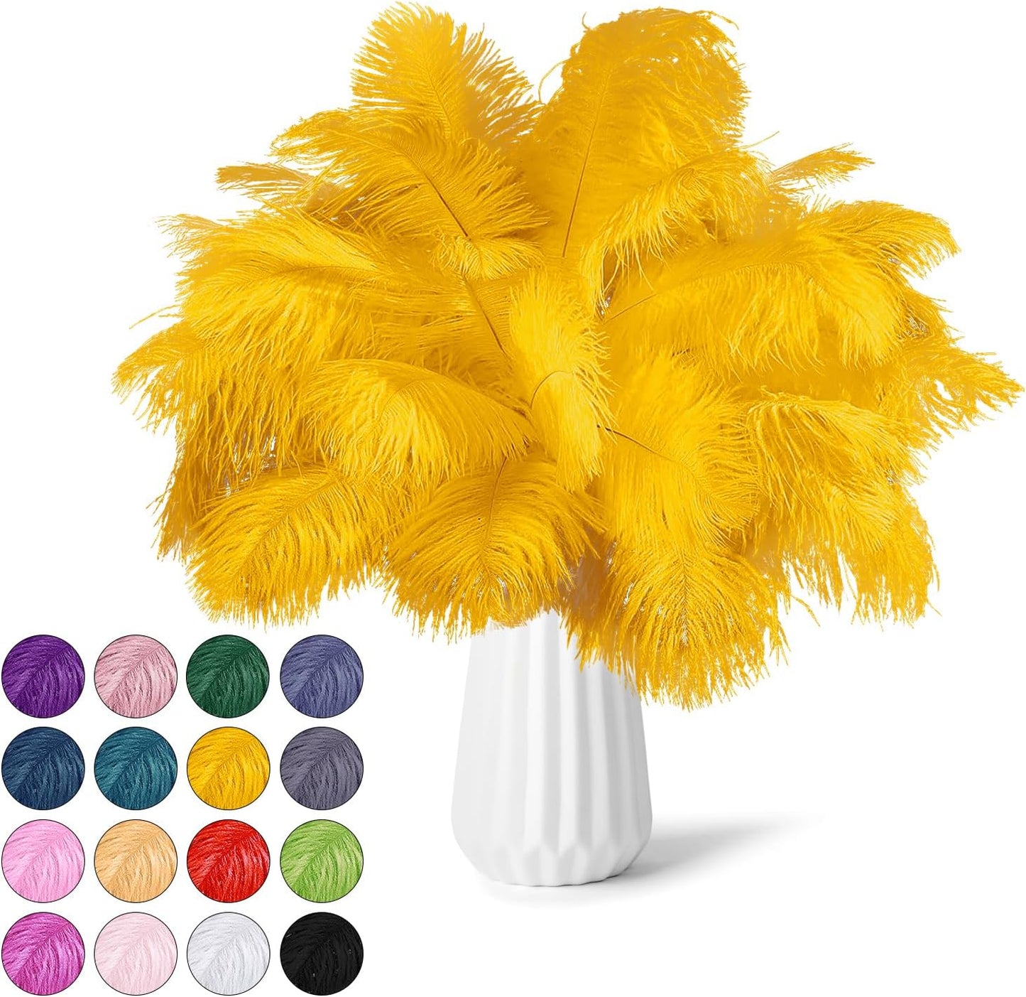 NEWONG 30pcs Gold Ostrich Feathers Natural Bulk 9-12inch(23-30cm) Vase Craft Wedding Home Party Centerpieces Christmas Day Decoration
