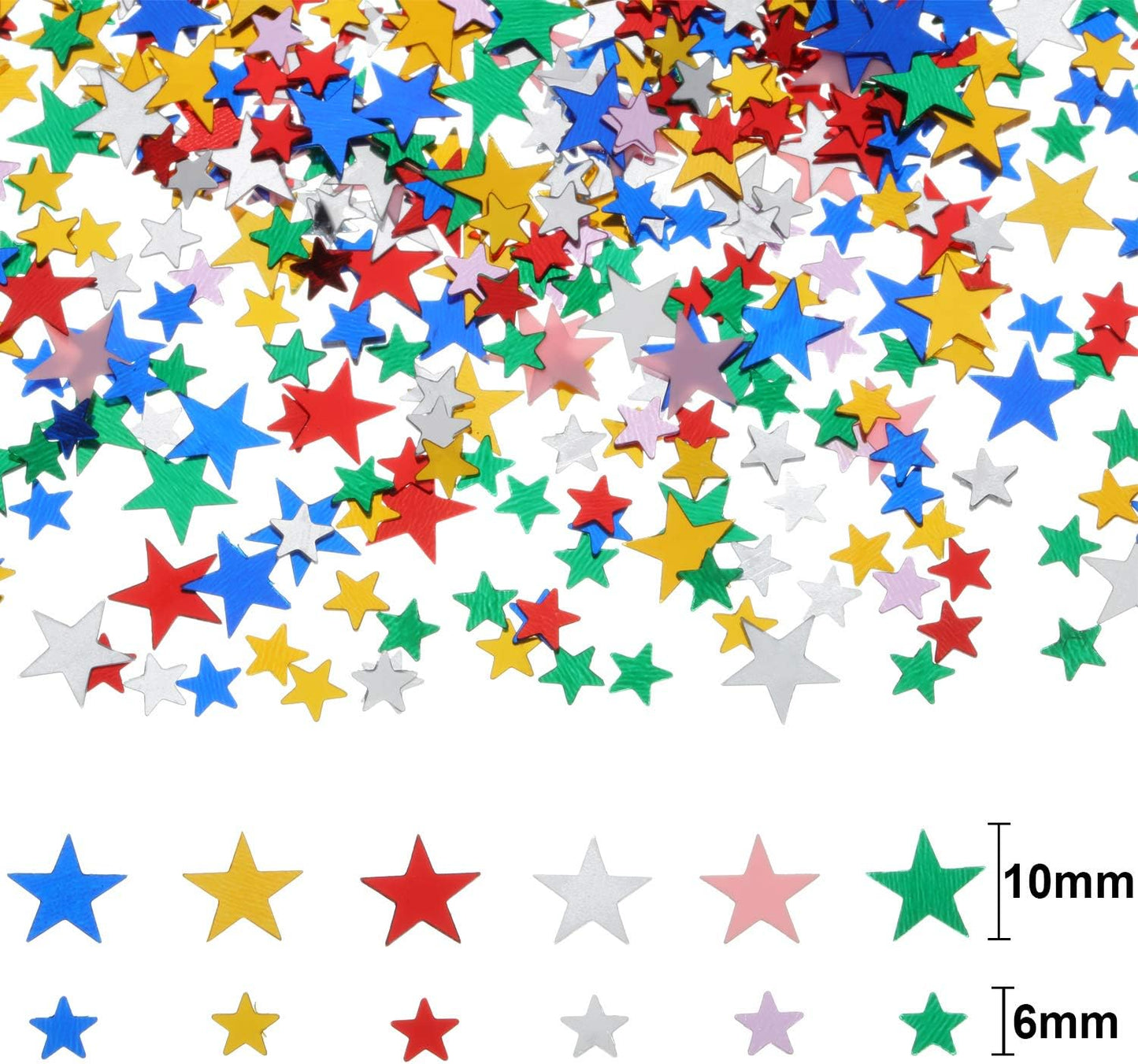 Hestya 60g Star Confetti Glitter Table Confetti Metallic Foil Stars for Party Wedding Festival Decorations(Multicolor,10mm and 6mm)