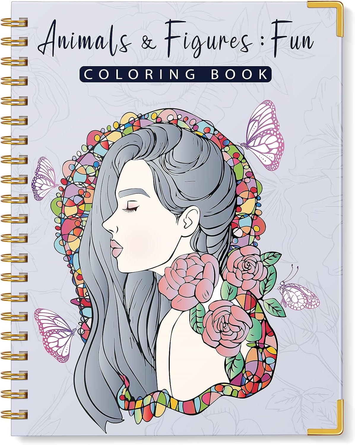 Adult Coloring Book for Women-Hardcover Spiral Bound Coloring Books for Adults Relaxation 8.5 * 11, 30 Animals&Figures Pattern, Anxiety, Stress Relief & Relaxation Gifts for Women, 120GSM Paper