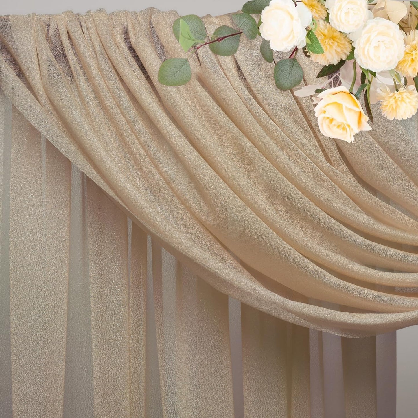 Wokceer Wedding Arch Draping Nude 2 Panels 28.7" x 20FT Sheer Fabric Drapes Backdrop for Ceremony, Birthday Party, Bridal Shower Decoration