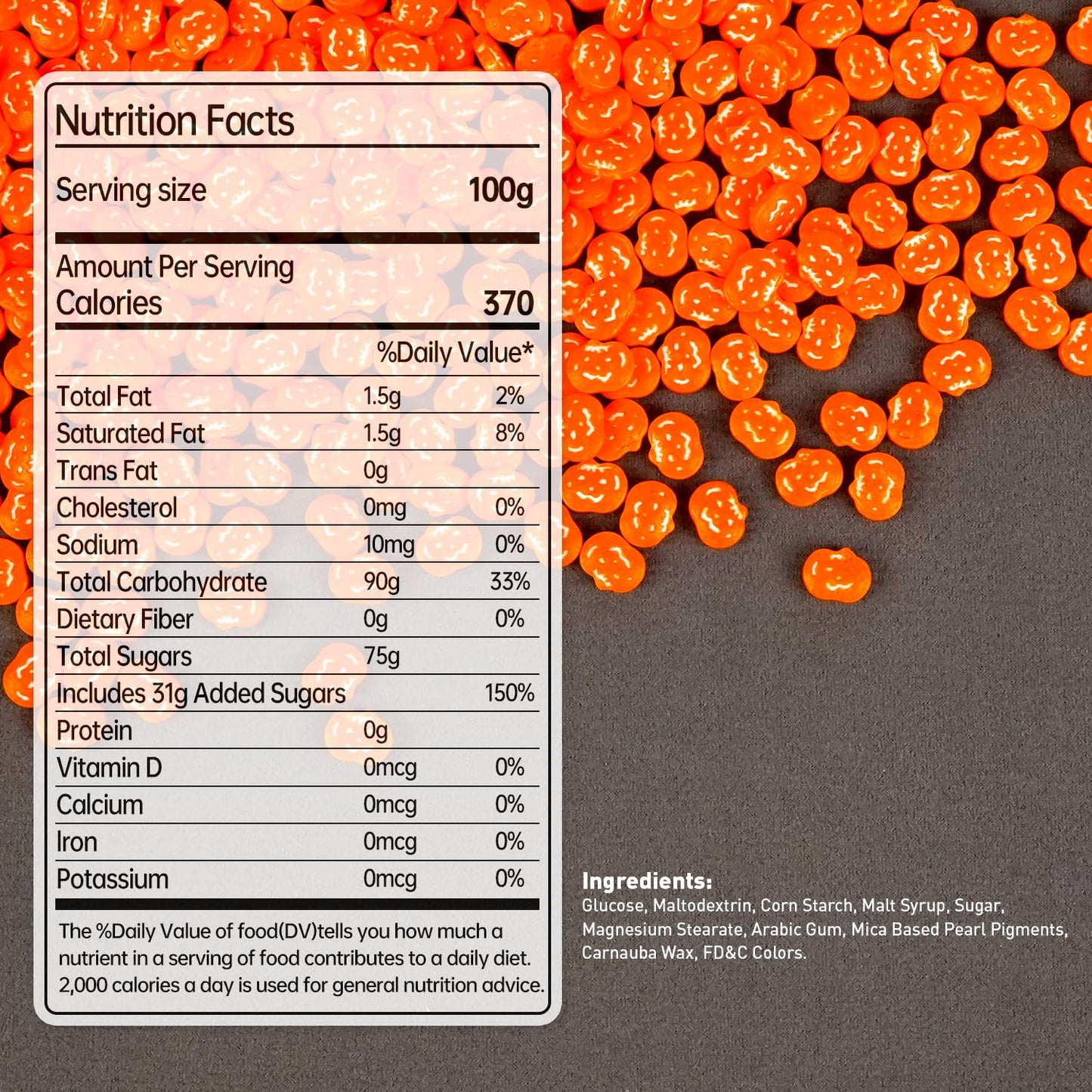 Edible Pumpkin Sprinkles for Cake Decorating, Halloween Orange Sugar Sprinkles, 150g/5.29oz, Perfect for Cake Decoration, Cupcake Decorations Ice Cream Toppings