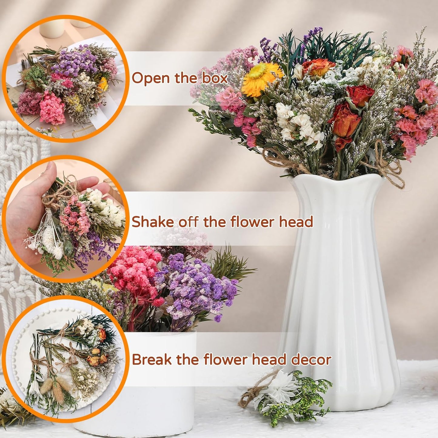 12/24 Pack Dried Flowers for Vase Various Mini Bouquet Dried Small Wildflowers Natural Real Flowers Bulk for Crafts DIY Wedding Decor (24, Multicolor)