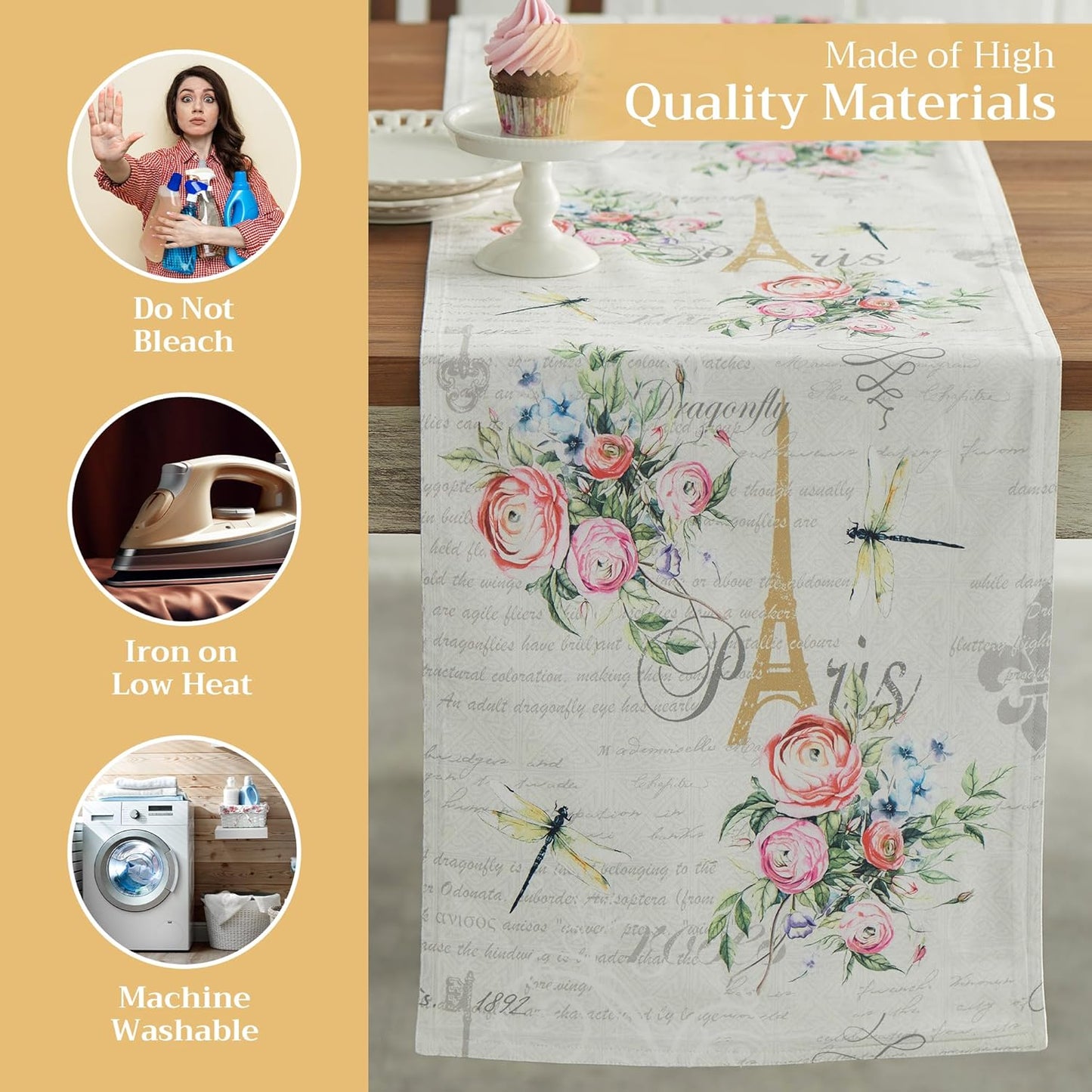 Maison d' Hermine Table Runner 100% Cotton Double Layer Table Runners 108 inches Long Decorative for Home Kitchen Dining Party Wedding Bridal Shower Spring Summer (Champ De Mars, 14.50" x 108")