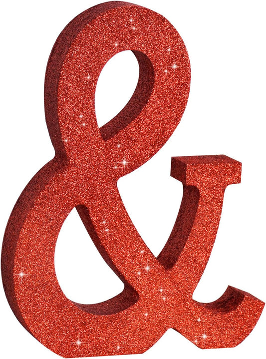 TONIFUL 8 Inch Red Glitter & Table Centerpiece A-Z Red Birthday Party Decorations,Red & for Birthday,Chrismas,Graduation,Bridal Shower,Wedding,Anniversary Party Supplies