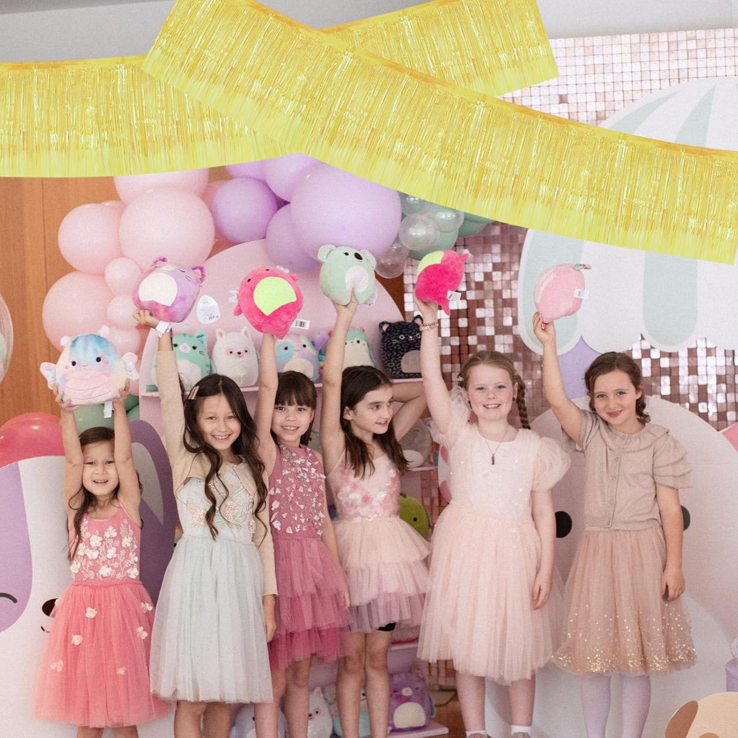 BEISHIDA 3 Packs Metallic Foil Fringe Garland Shining Yellow Wall Hanging Tinsel Fringe Banners for Car Floats Bridal Shower Wedding Birthday Easter Graduation Holiday Party Decoration(30 Feet)