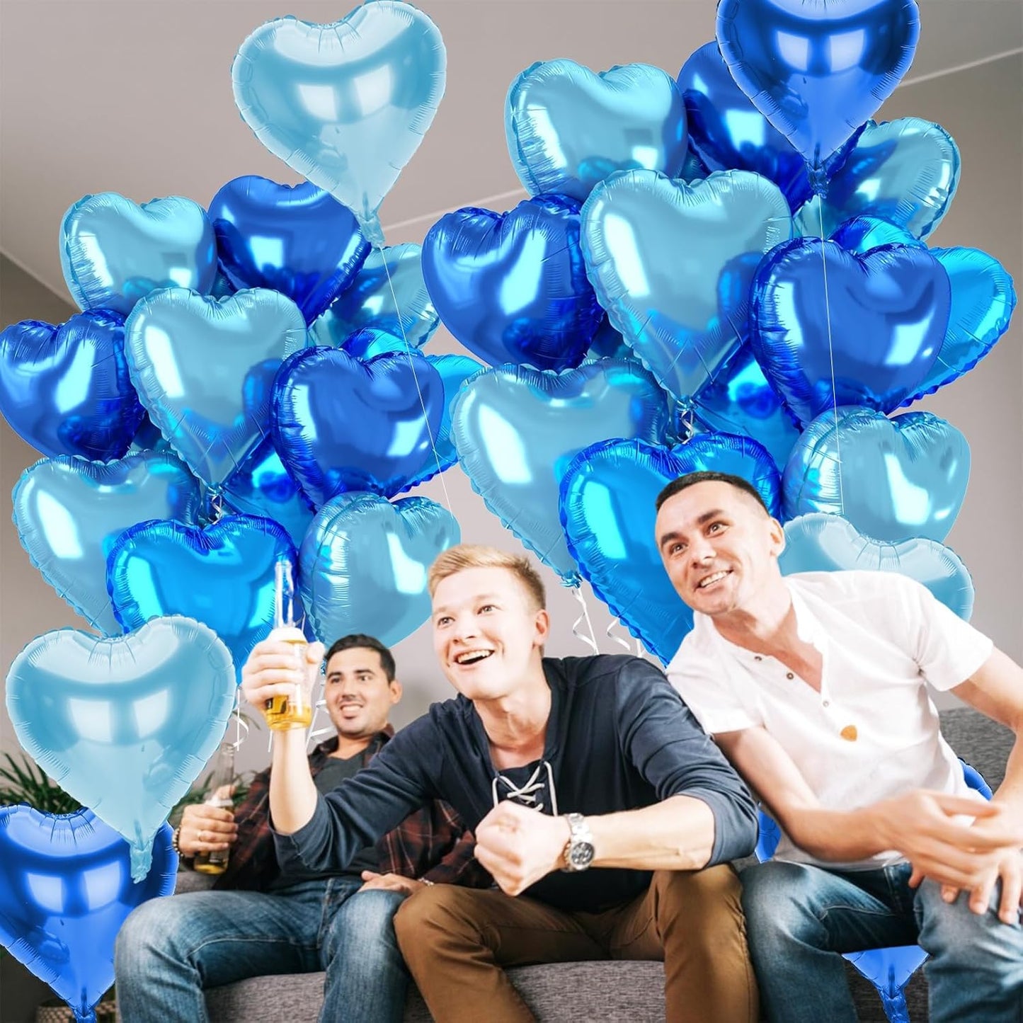 12 Pcs Heart Balloons, 18 inch Blue Heart Shaped Balloon, Large Helium Foil Blue Balloons for Wedding Baby Shower Anniversary Backdrop Valentine Theme Party Decoration