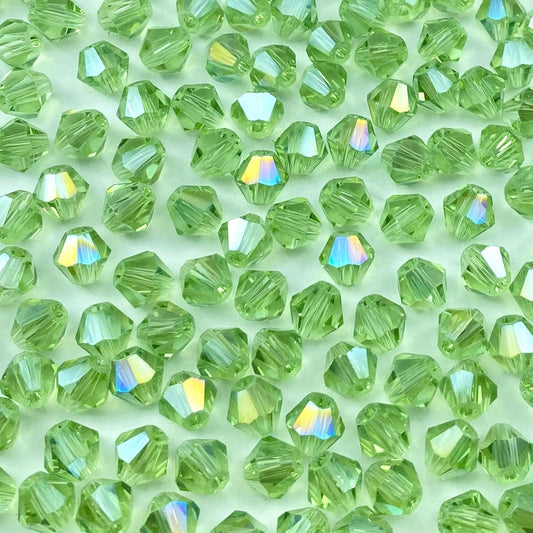 250pcs 6mm Bicone Crystal Glass Beads Loose Spacer Beads Faceted Craft Beads for Jewelry Making DIY Necklace Bracelet Earring Wind Chimes Suncatchers Ornamen(Light Green AB)