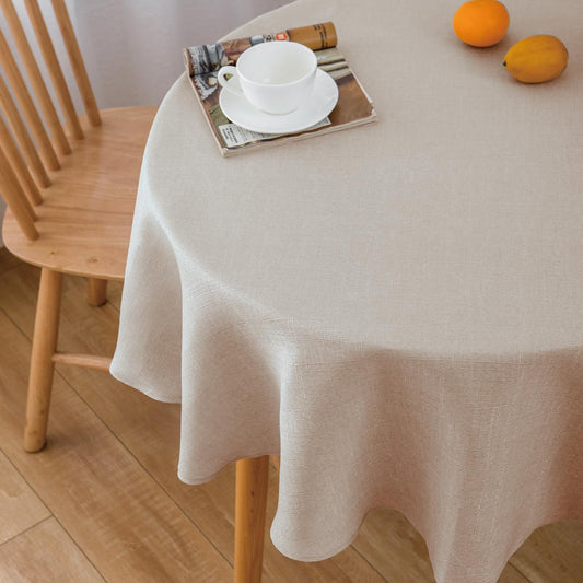NLMUVW Round Linen Tablecloth 36 Inch, Oatmeal Small Table Cloth Rustic Water Resistant Farmhouse Table Cover for Kitchen Dining Party Coffee