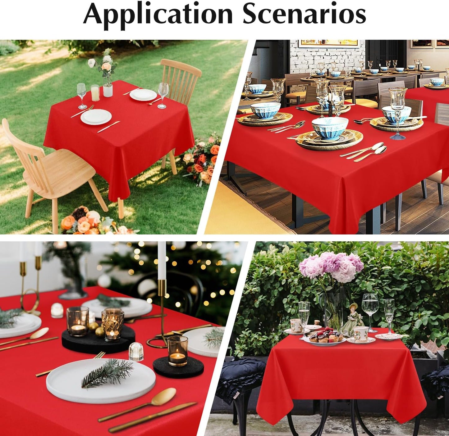 2 Pack Square Table Cloth 70X70 Inch Red Washable Fabric Tablecloth Polyester Solid Dining Table Cover for Birthday Party Dinner Holiday Outdoor Indoor