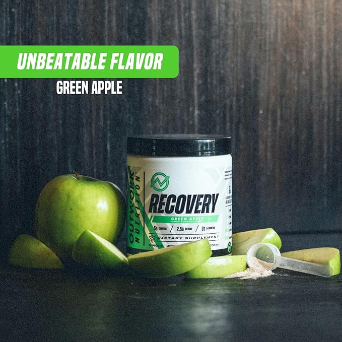 Outwork Nutrition Post Workout Recovery Powder - Creatine Monohydrate, KSM-66 Ashwagandha & Tart Cherry - Speeds Recovery, Eases Soreness - Creatine Powder for Men & Women, Green Apple, 240 Gr