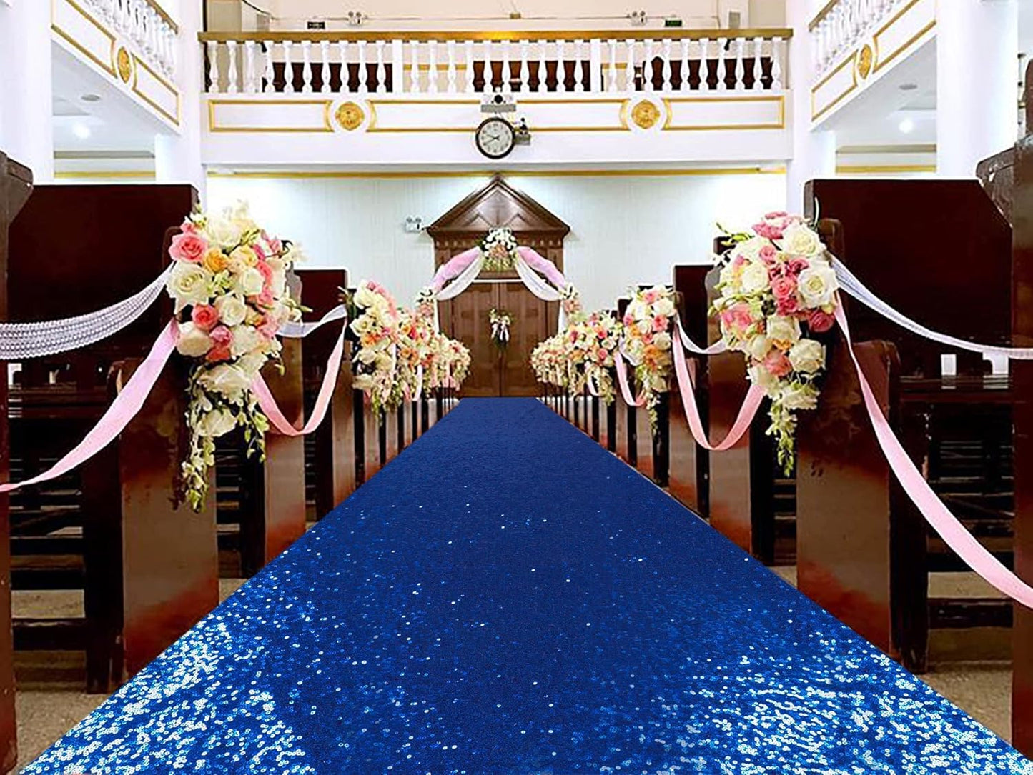ShinyBeauty Royal Blue Sequin Aisle Runner, 2FTx15FT Glitter Carpet for Weddings, Parties & Special Events