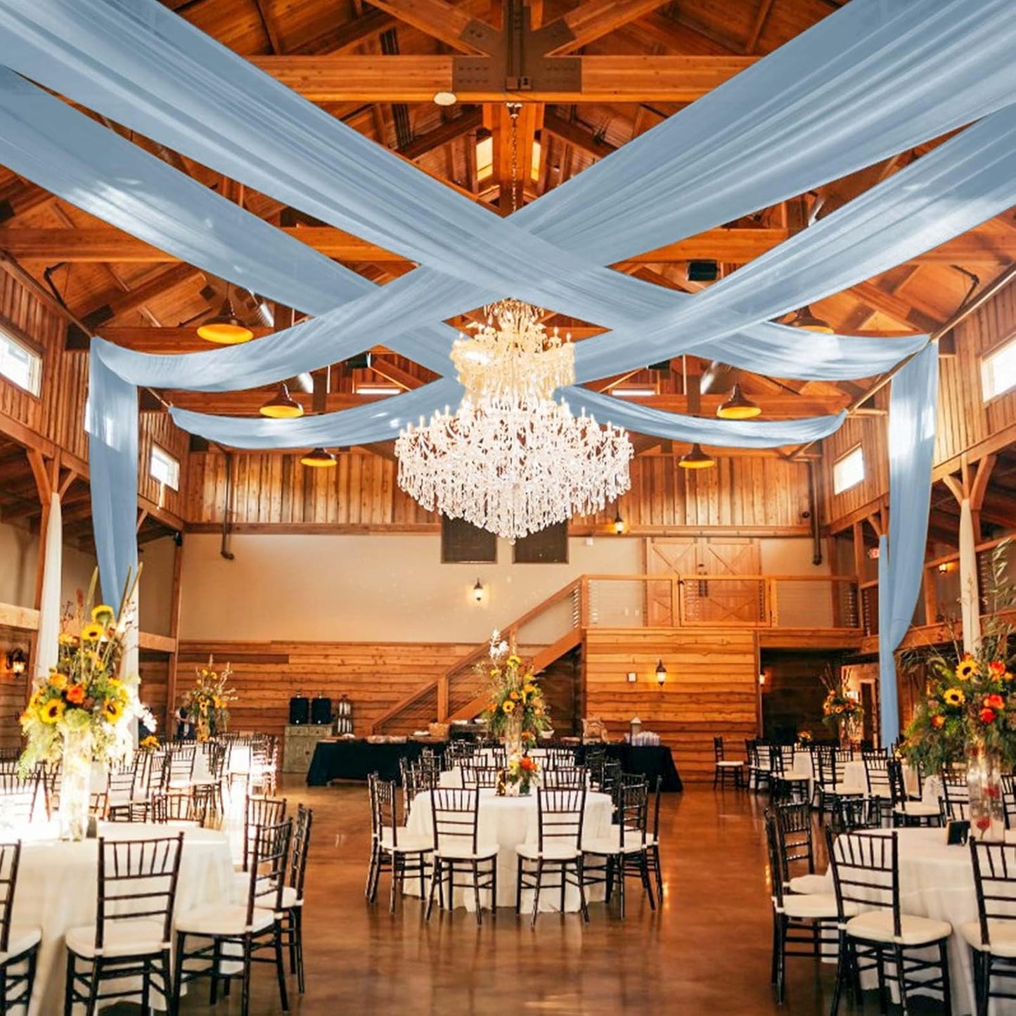 6 Panels Dusty Blue Ceiling Drapes for Wedding 5ftx30ft Ceiling Drapes Wedding Arch Draping Fabric Cheesecloth Sheer Curtain Romantic Ceiling Decorations for Weddings Party Banquet Ceremony Stage