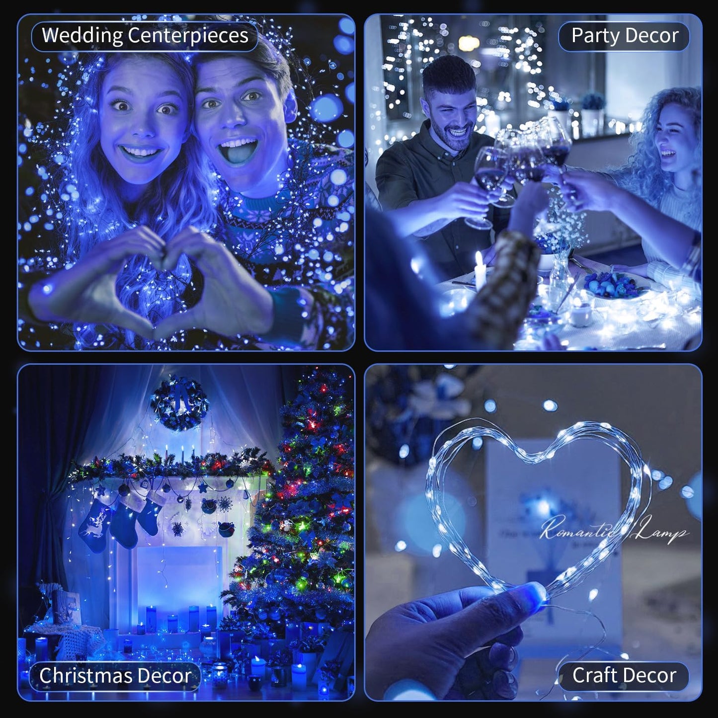20 Pack LED Fairy Lights Battery Operated,3 Features Blinking Slowly Blinking & just on 7FT 20 LED Waterproof Mini Twinkle String Lights for Wedding Mason Jars Party Christmas Decorations,Blue