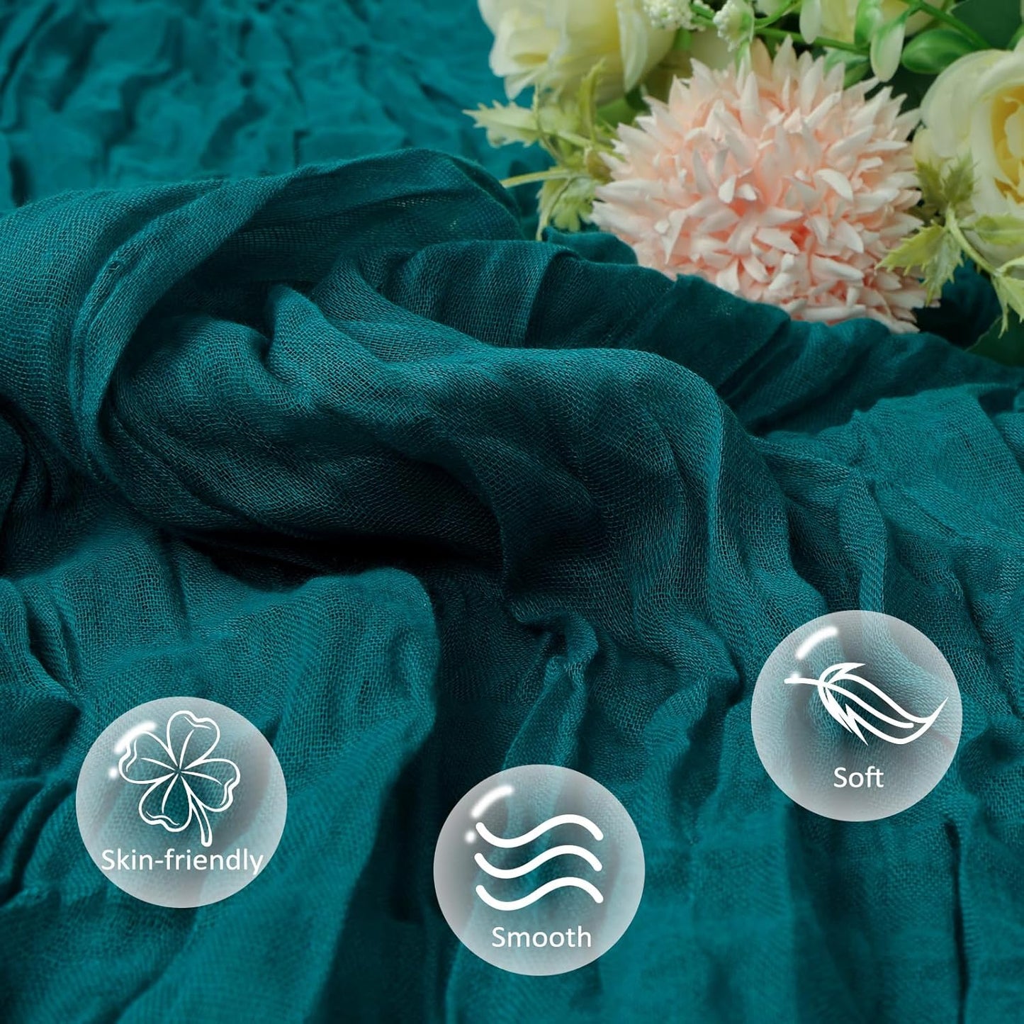 6 Pack Teal Cheesecloth Table Runner 10ft Boho Gauze Fabric Cheese Cloth Table Runner 35 x 120 Inch Rustic Sheer Runner for Romantic Wedding Decor Baby Shower Party Table Centerpiece Decoration