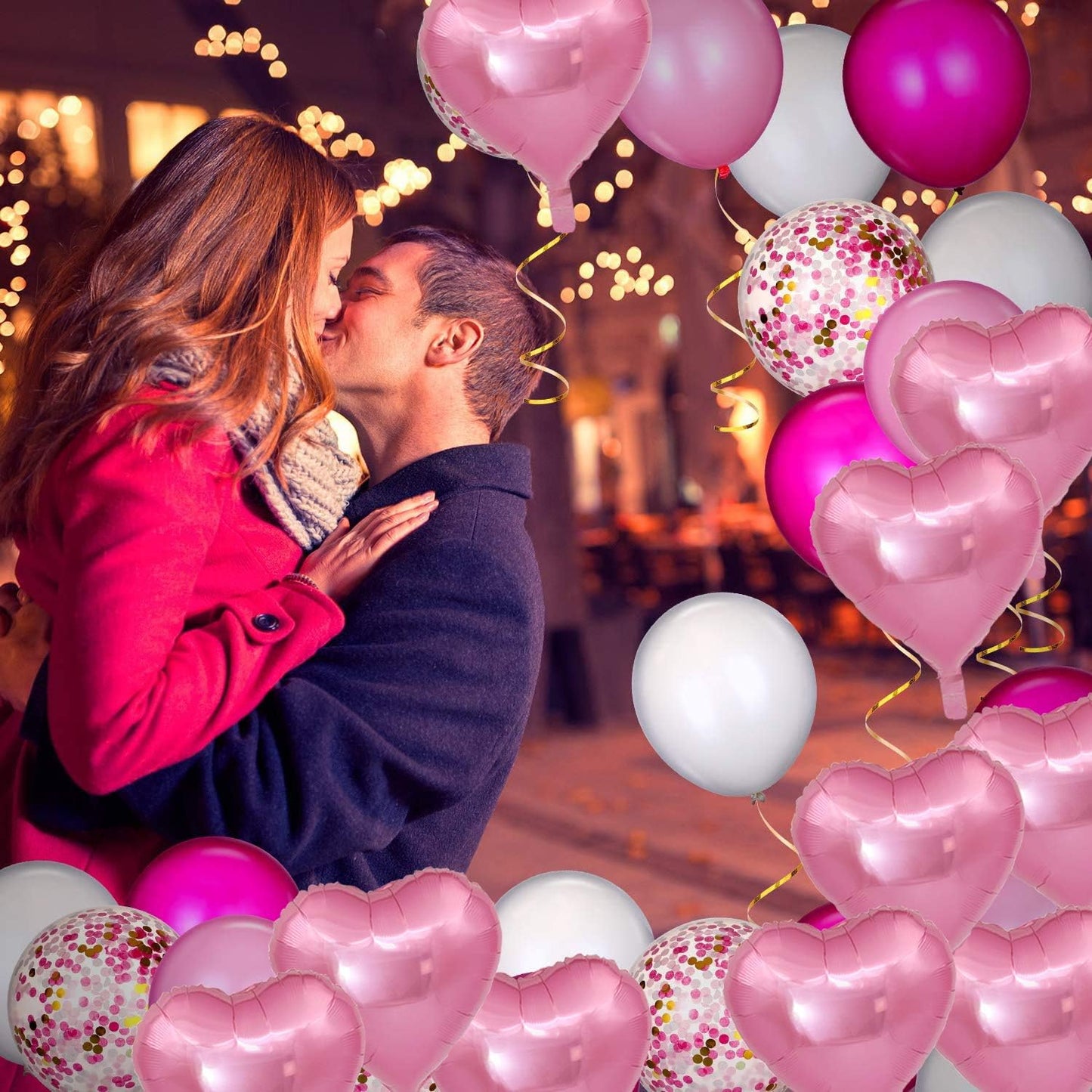 50 Pcs 10 inch Heart Shape Foil Mylar Balloons for Birthday Party Decorations, Wedding Decorations, Engagement Party, Valentine's Day, Celebration, Holiday, Show, Party Activities (Pink)