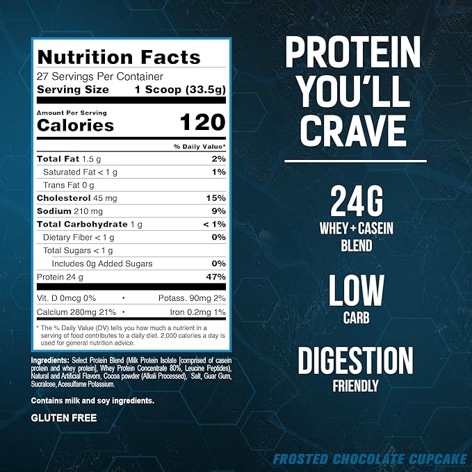 PEScience Select Protein Powder, Whey and Casein Blend, Clean Protein Powder for Women and Men, Low Calorie, Low Carb, Keto Friendly, Gluten Free, Frosted Chocolate Cupcake, 27 Servings