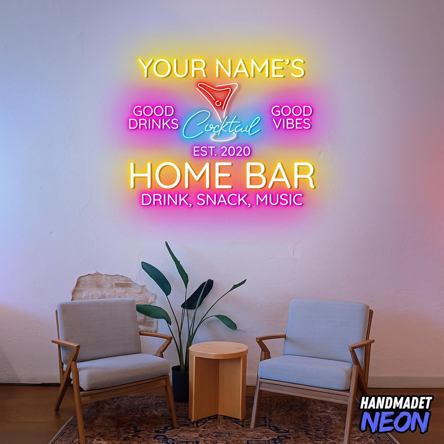Personalized Cocktail Neon Sign Accessories, Custom Home Bar, Parties, Man Cave Decor Led Light, Wall Art Lights Signs Gifts For Friends, Pub Owners, Party Lovers