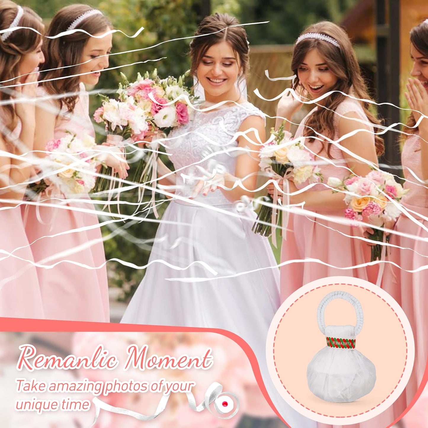 48Pack White Streamer Poppers,Hand Throw Streamer Poppers,No Mess Confetti Poppers for Birthday,Wedding,Party,Celebrations,School Opening,Graduation,Retirement Party (white 48pack)