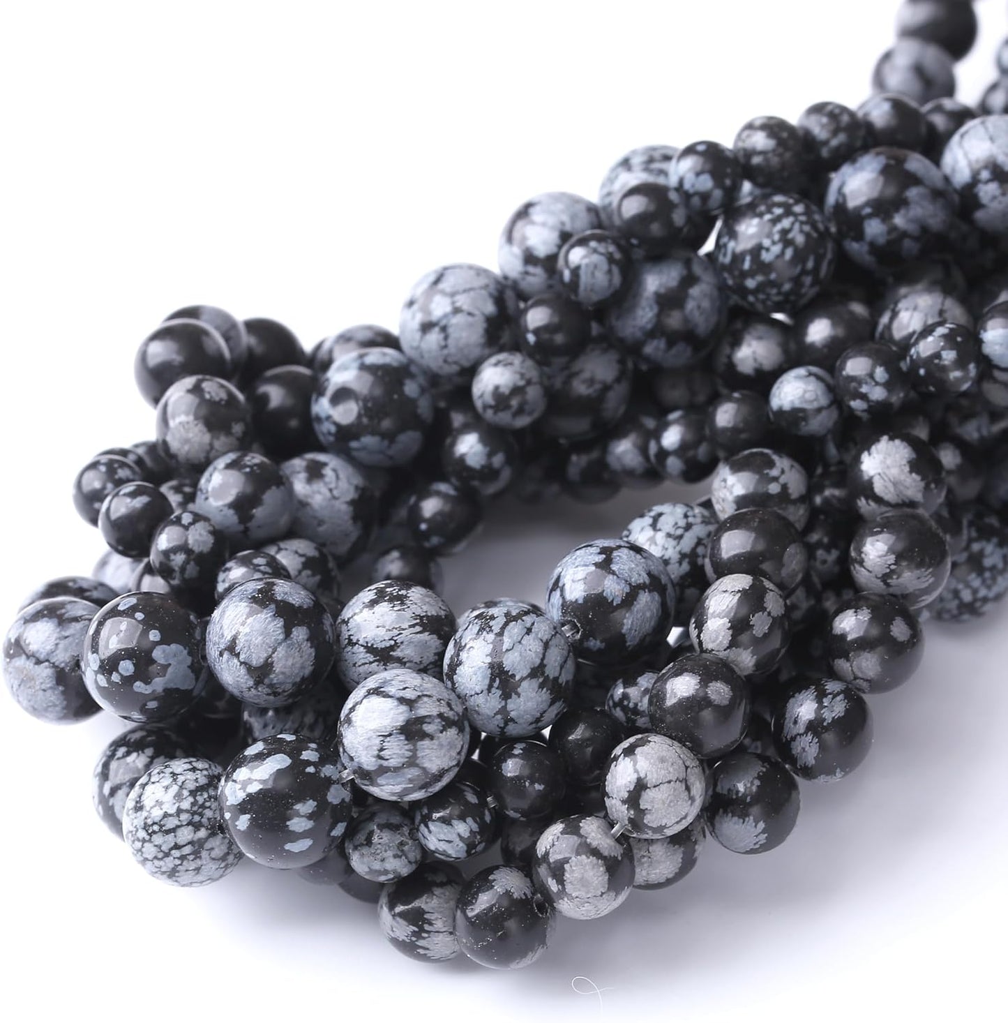 Snowflake Stone Beads for Jewelry Making DIY Craft Gemstone Beads Kit (4mm, 88pcs) Smooth Healing Crystal Beads for Bracelets, Necklaces, Home Decor