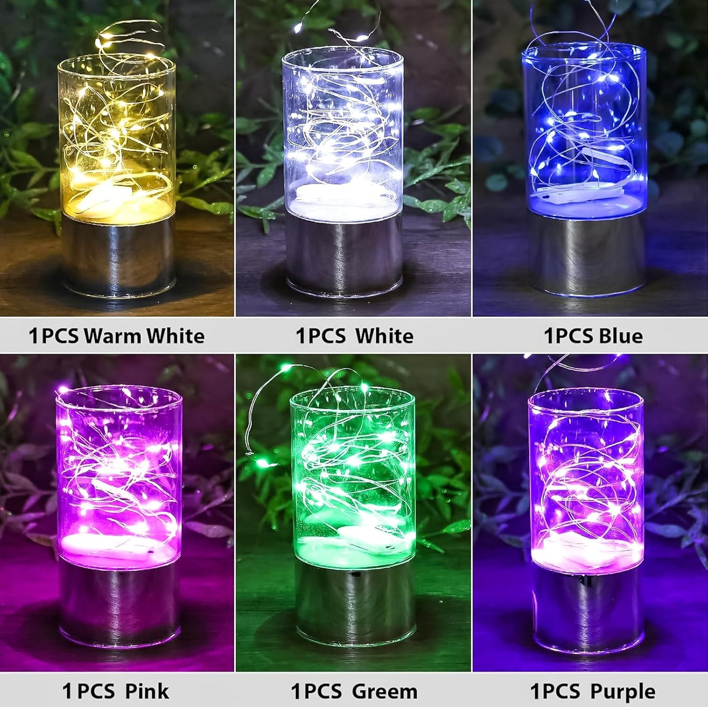 HXWEIYE 6 Pack Multicolor Fairy Lights Battery Operated, 7ft 20LED Mini Fairy String Lights Mason Jar Lights, Waterproof Firefly Starry Lights for DIY Wedding Party Bedroom Patio Christmas Décor