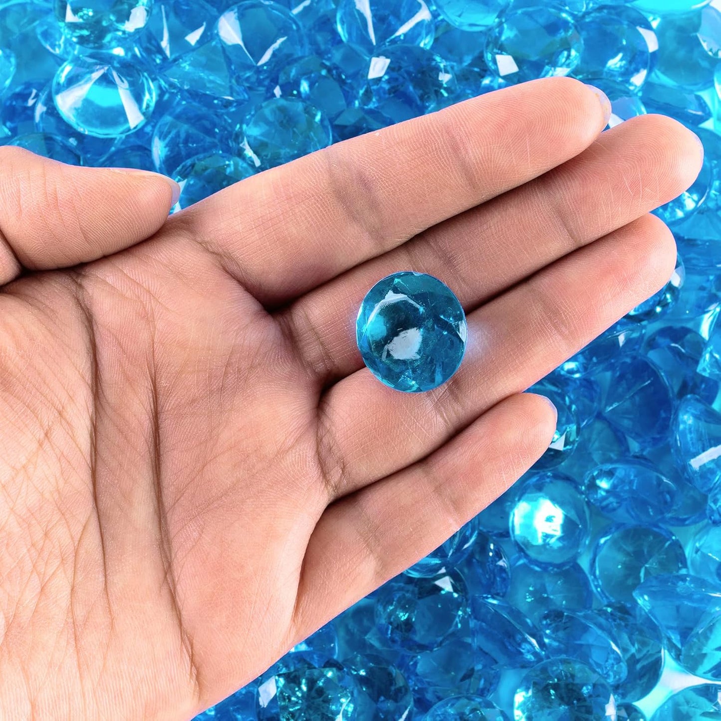 Super Z Outlet Acrylic Color Faux Round Diamond Crystals Treasure Gems for Table Scatters, Vase Fillers, Event, Wedding, Birthday Decoration Favor, Arts & Crafts (1 Pound, 240 Pieces) (Turquoise)