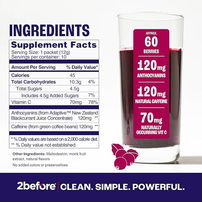 Blackcurrant I All Natural Vegan Pre Workout, with 120mg Caffeine I Clean Energy, Endurance, Recovery I Pre Workout Women and Men I 10 x Individual Packets I Informed Sports Certified