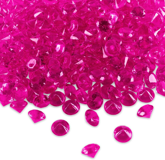 Super Z Outlet Fuchsia Acrylic Round Diamond Crystals Treasure Gems for Table Scatters, Vase Fillers, Event, Wedding, Birthday Decoration Favor, Arts & Crafts (1 Pound, 240 Pieces)