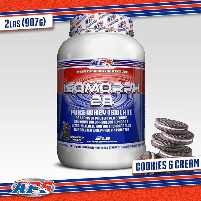 APS Nutrition IsoMorph 28 Protein Powder | Pure Whey Isolate | Cold Pressed, Ultra- Filtered, & Ion Exchange Isolates | 28g Protein | 2 Pound (Cookies & Cream)