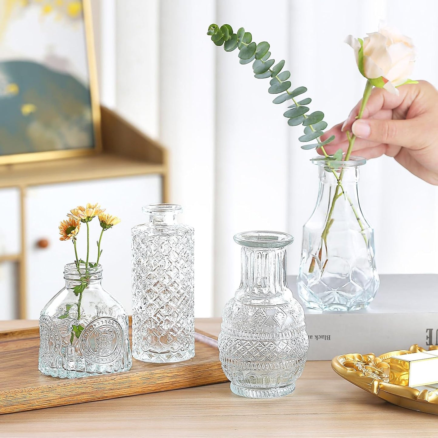 Glass Bud Vases in Bulk Set of 30 Pcs,Small Glass Vases for Flowers as Wedding Centerpieces for Tables,Clear Flower Vases Suitble for Wedding Decorations,Christmas Home Decor (Clear, 30 pcs)