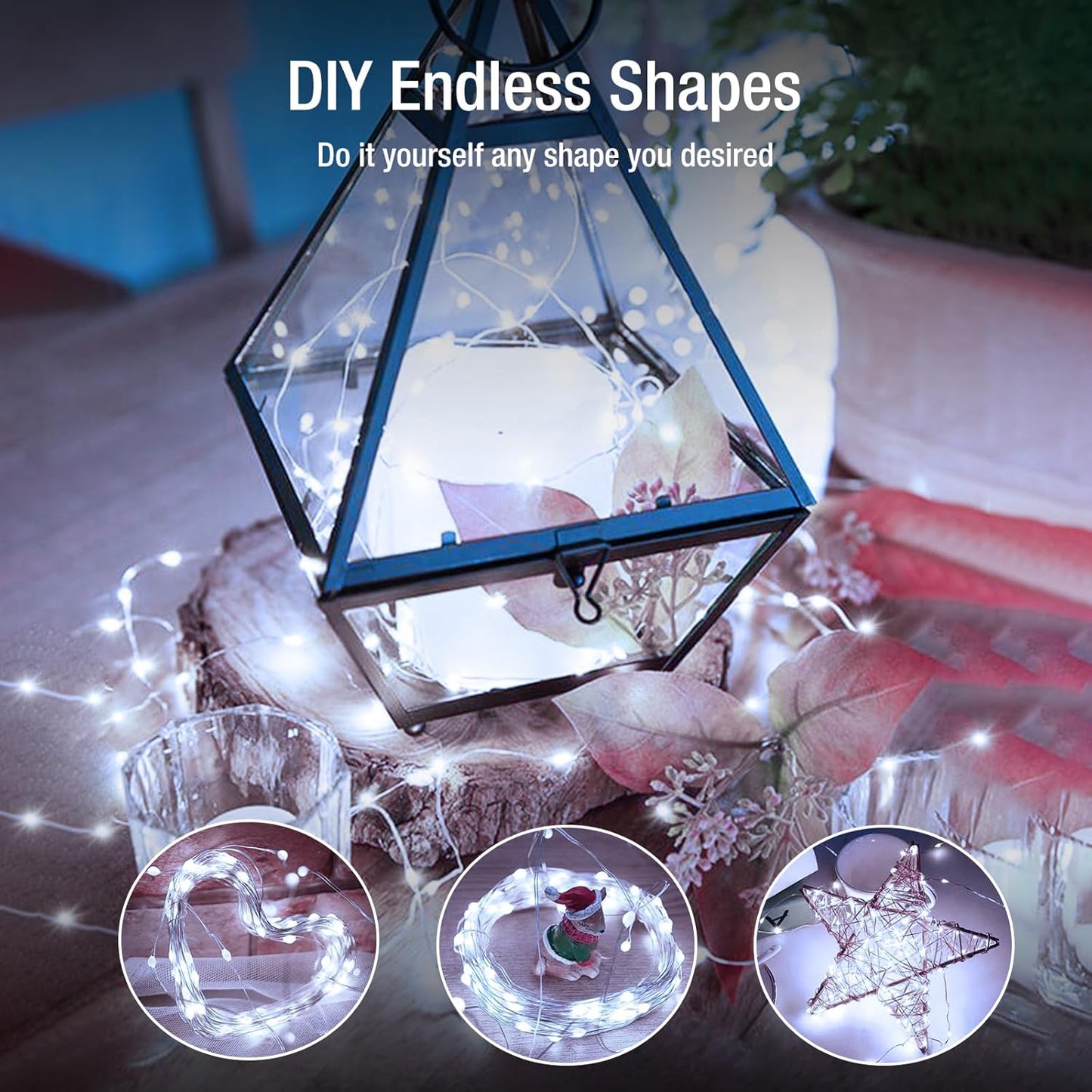 20 Pack Fairy Lights Battery Operated - 7ft 20 Led Twinkle Lights 3 Modes, Bulk Mini String Lights Waterproof for Mason Jars Vases DIY Party Wedding Decoration Christmas -Cold White