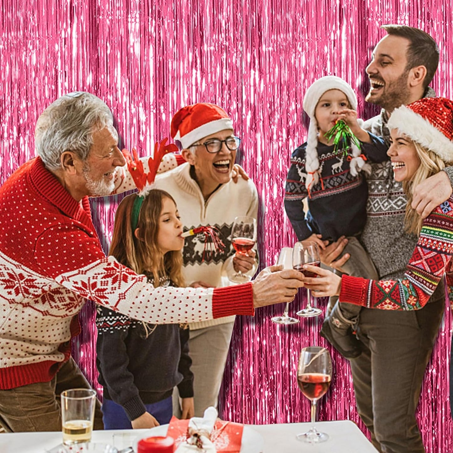 10 Pack Pink Backdrop Party Decorations Tinsel Curtain Party Backdrop Foil Fringe Birthday Decorations Photo Booth Streamer Backdrop Pink Theme Bachelorette Graduation Party Decorations