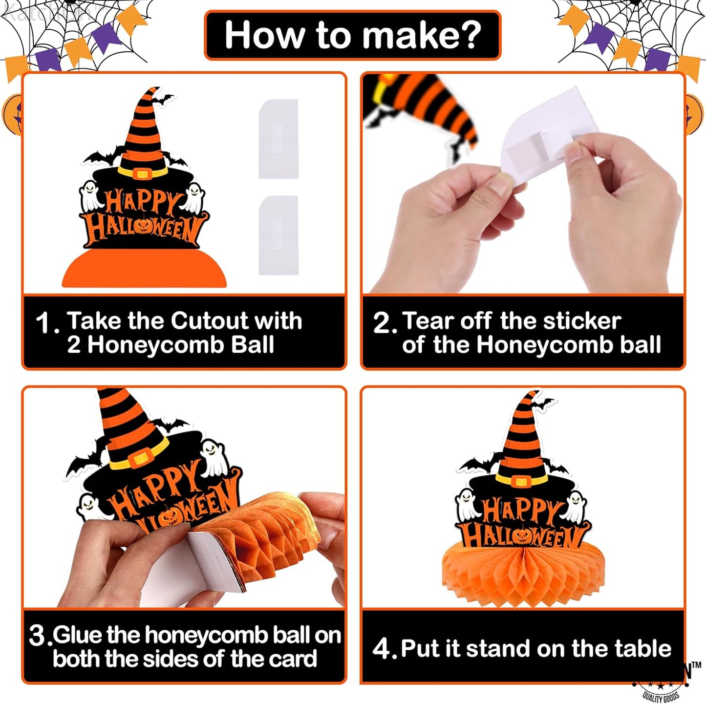 KatchOn, Halloween Centerpieces for Tables - Pack of 9 | Witch Halloween Table Centerpiece, Halloween Table Decorations | Orange and Black Halloween Centerpiece | Spooky Halloween Decorations Indoor