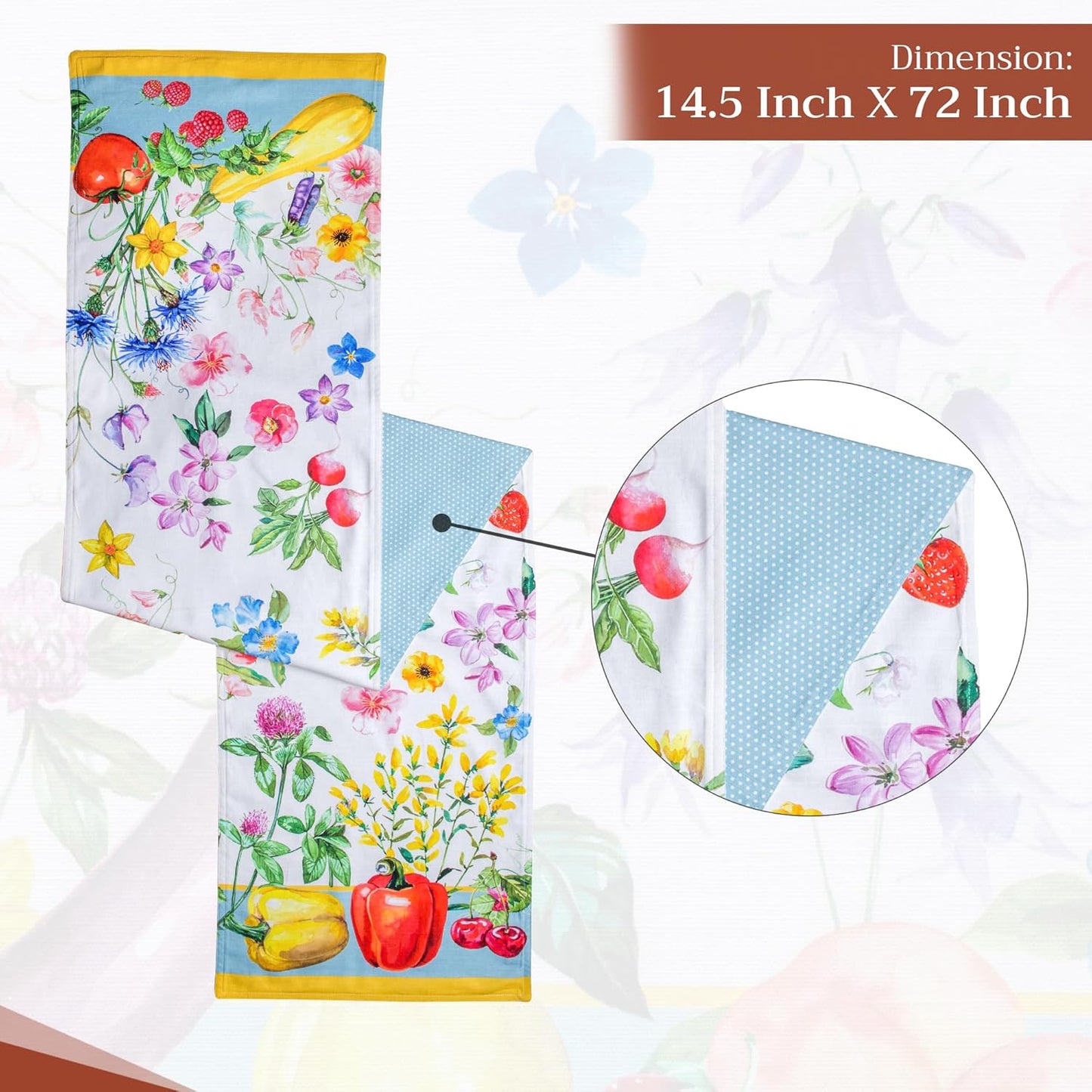 Maison d' Hermine Table Runner 100% Cotton Double Layer Table Runners 72 inches Long Decorative for Home Kitchen Dining Party Baby Shower Wedding Bridal Shower Spring Summer (Giverny, 14.50" x 72")