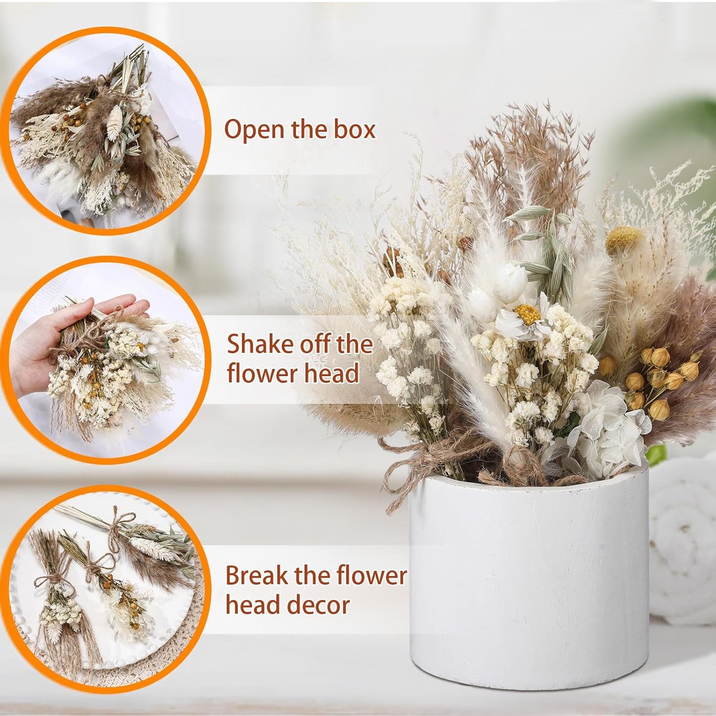 12/24 Pack Dried Flowers for Vase Various Mini Bouquet Dried Small Wildflowers Natural Real Flowers Bulk for Crafts DIY Wedding Decor (24, Plain Colour)