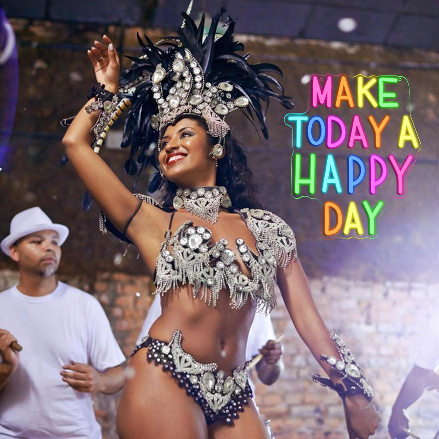 Make Today a Happy Day Neon Sign,Dimmable Positive Quote Neon Light Inspirational Letter LED Light for Wedding School Office(11.81 * 14.57In)