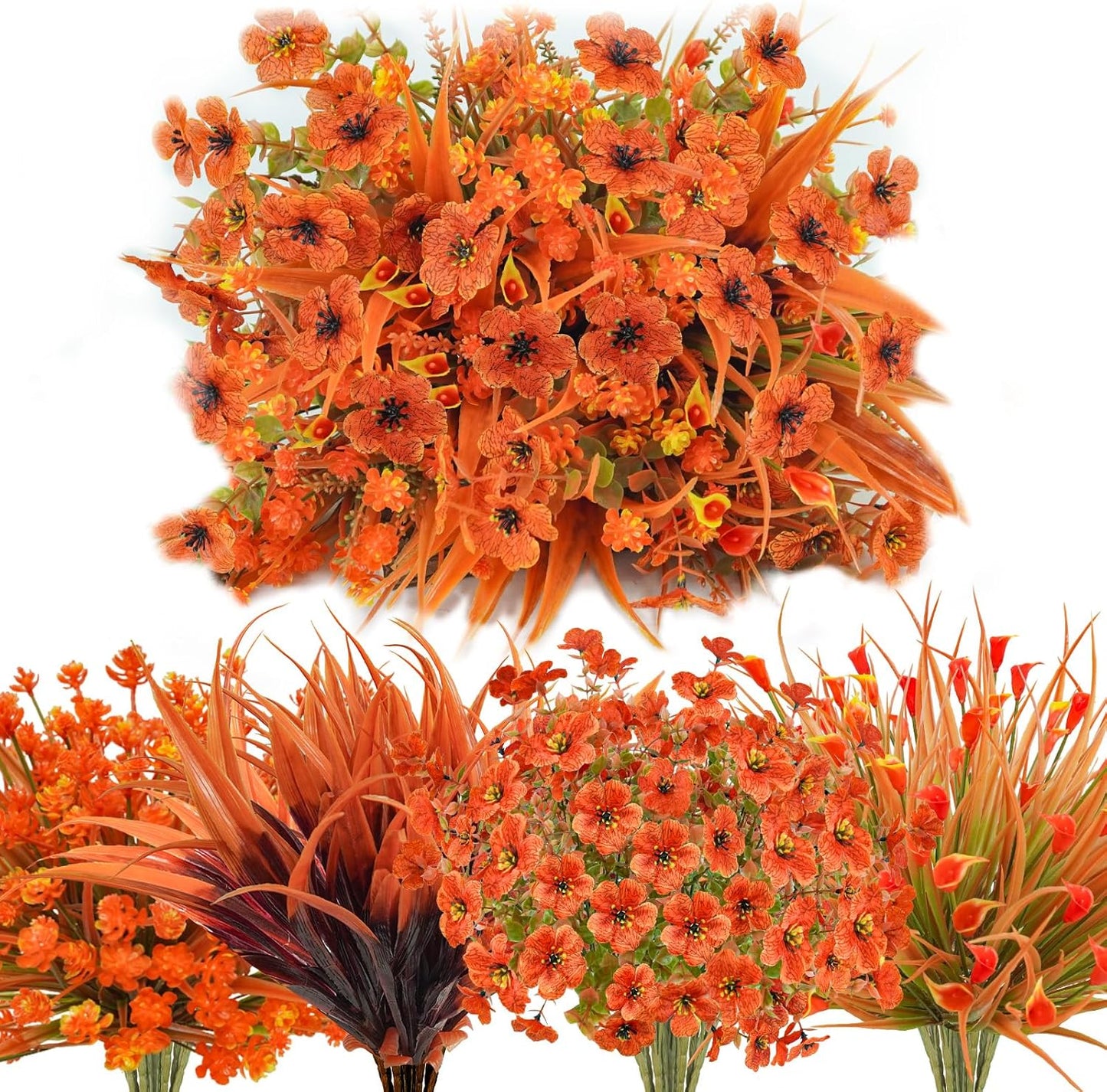 16 Pcs Fake Fall Flowers Decor Faux Fall Plants UV Resistant Artificial Fall Flower Decorations for Home Table Centerpiece Wedding Harvest Baby Shower Party