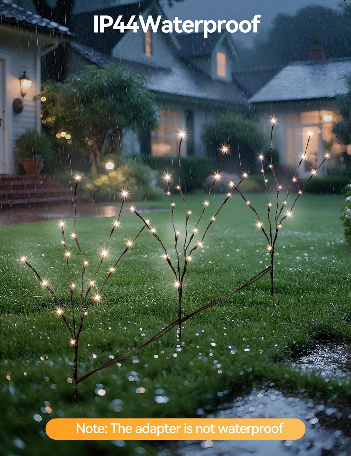 Lighted Branches for Vases Plug in - 3 Pack 24Inch 60 LED Christmas DIY Twig Pathway Lights, Artificial Tree Bendable Xmas Fairy Lights with Stakes for Outdoor Indoor Party Decoration, Warm White