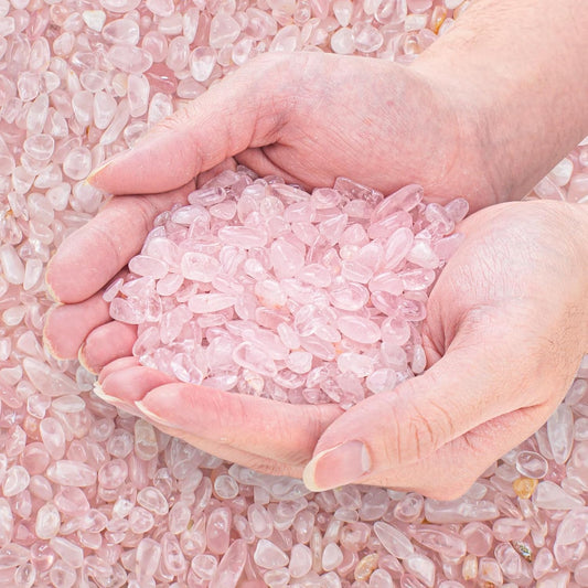 0.5 Lb/230g Rose Quartz Crystal Aquarium Gravel Rocks, Natural Tumbled Healing Crystal Chips Bulk Natural Crushed Stones for Crafts|Fish Turtle Tank|Home Decoration - 7-9mm