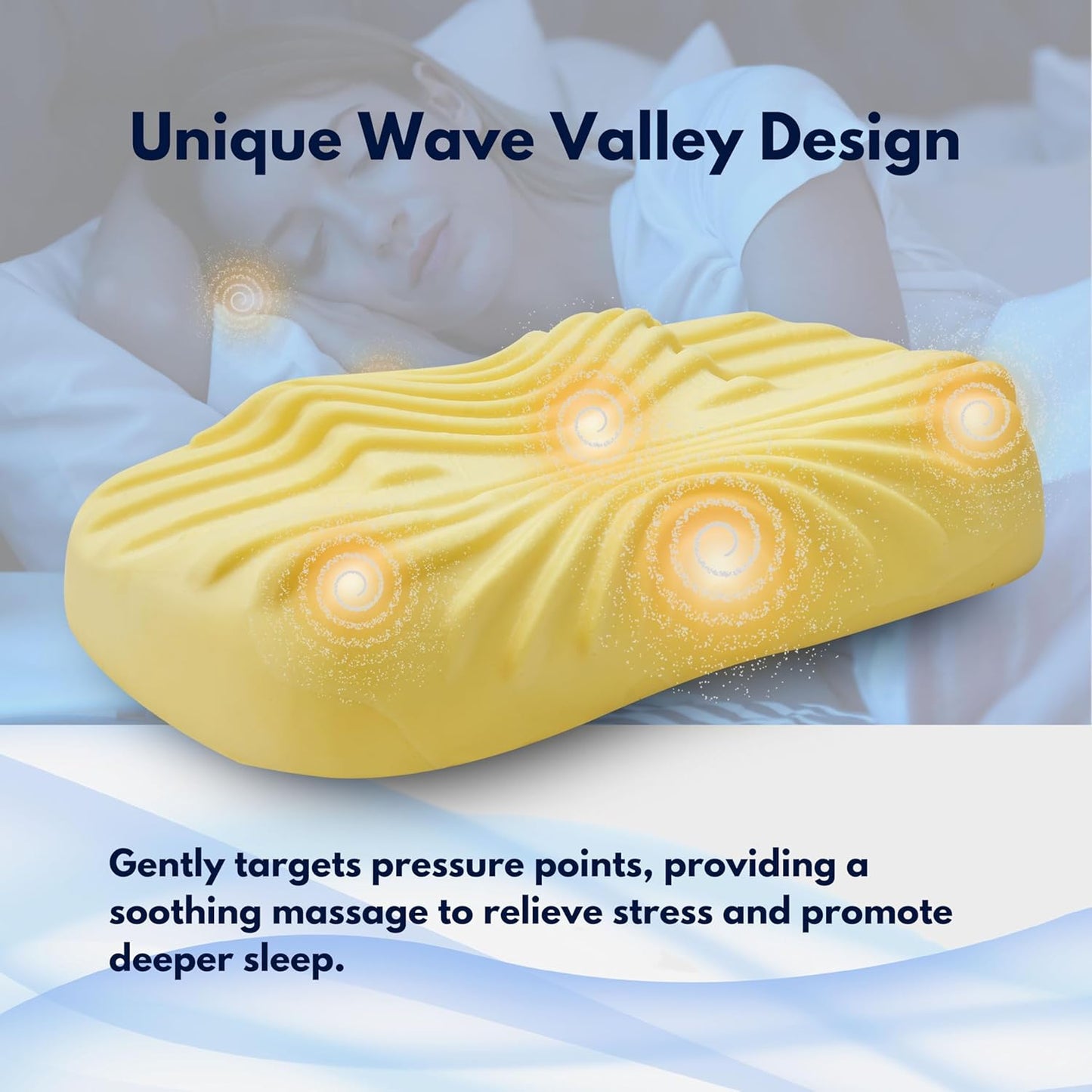 Pillow for Neck Pain Relief, Cervical Neck Pillow for Sleeping with Unique Wave Valley Design for Gentle Massage, Side Sleeper Pillow for Should Pain with Cooling Pillowcases