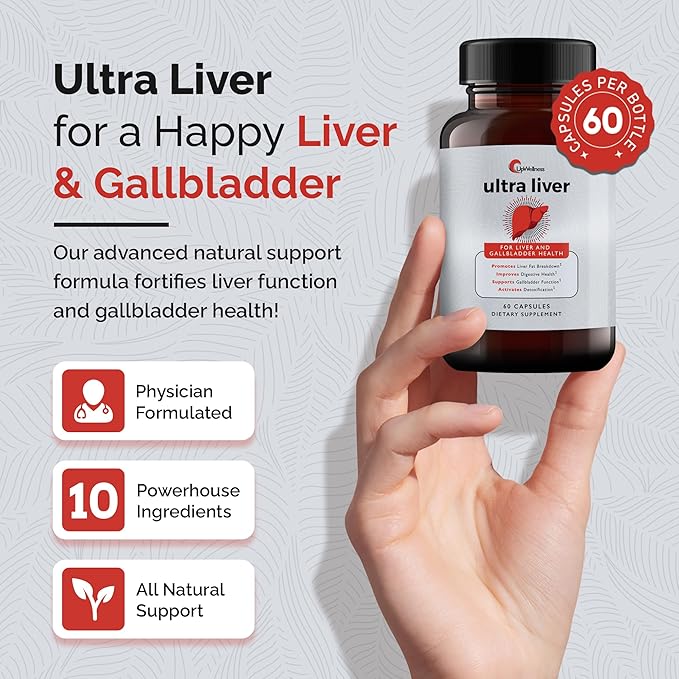 Ultra Liver Supplement for Liver Support and Gallbladder Support - Powered by TMG, NAC Milk Thistle, and More - Liver Cleanse Detox & Repair - 60 Capsules - 5 Pack